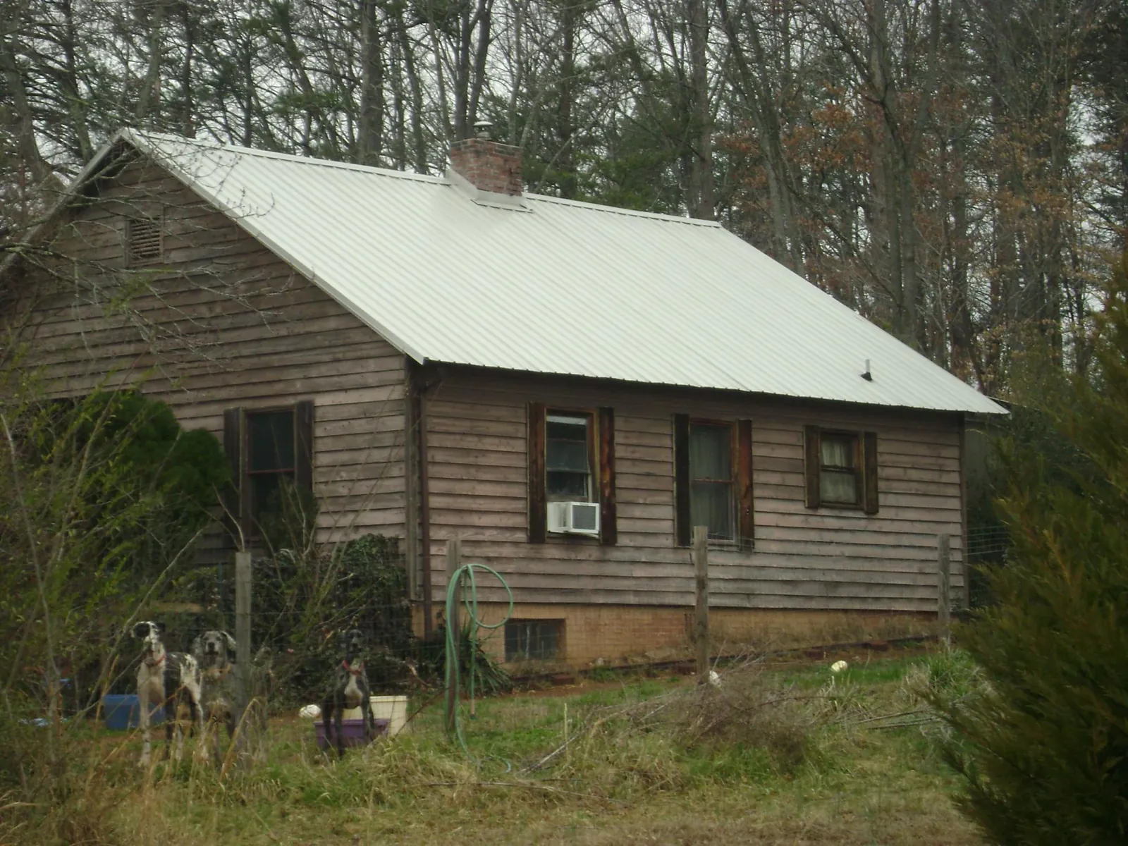 White metal roof on an old wood sided farmhouse, from a Asphalt Shingle Roof Repair job in Fort Madison